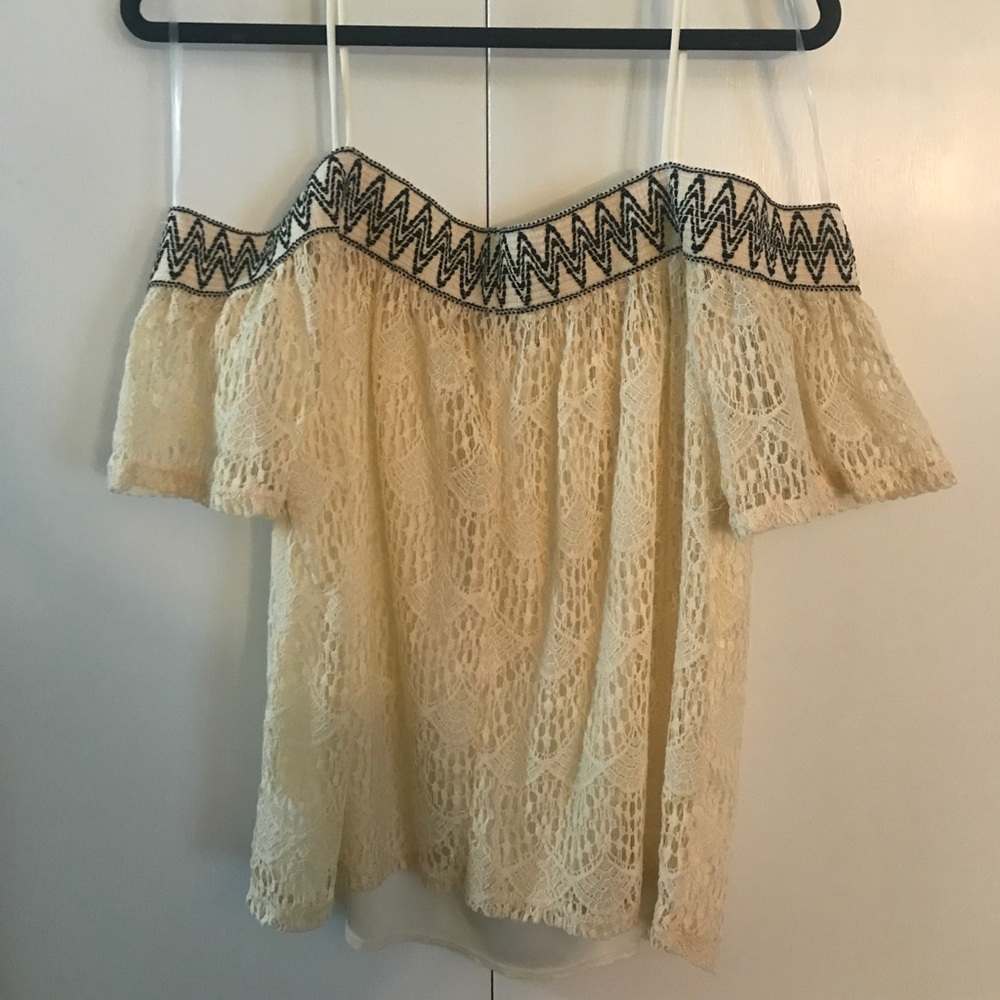 Charlotte Russe Lace Off The Shoulder Top
